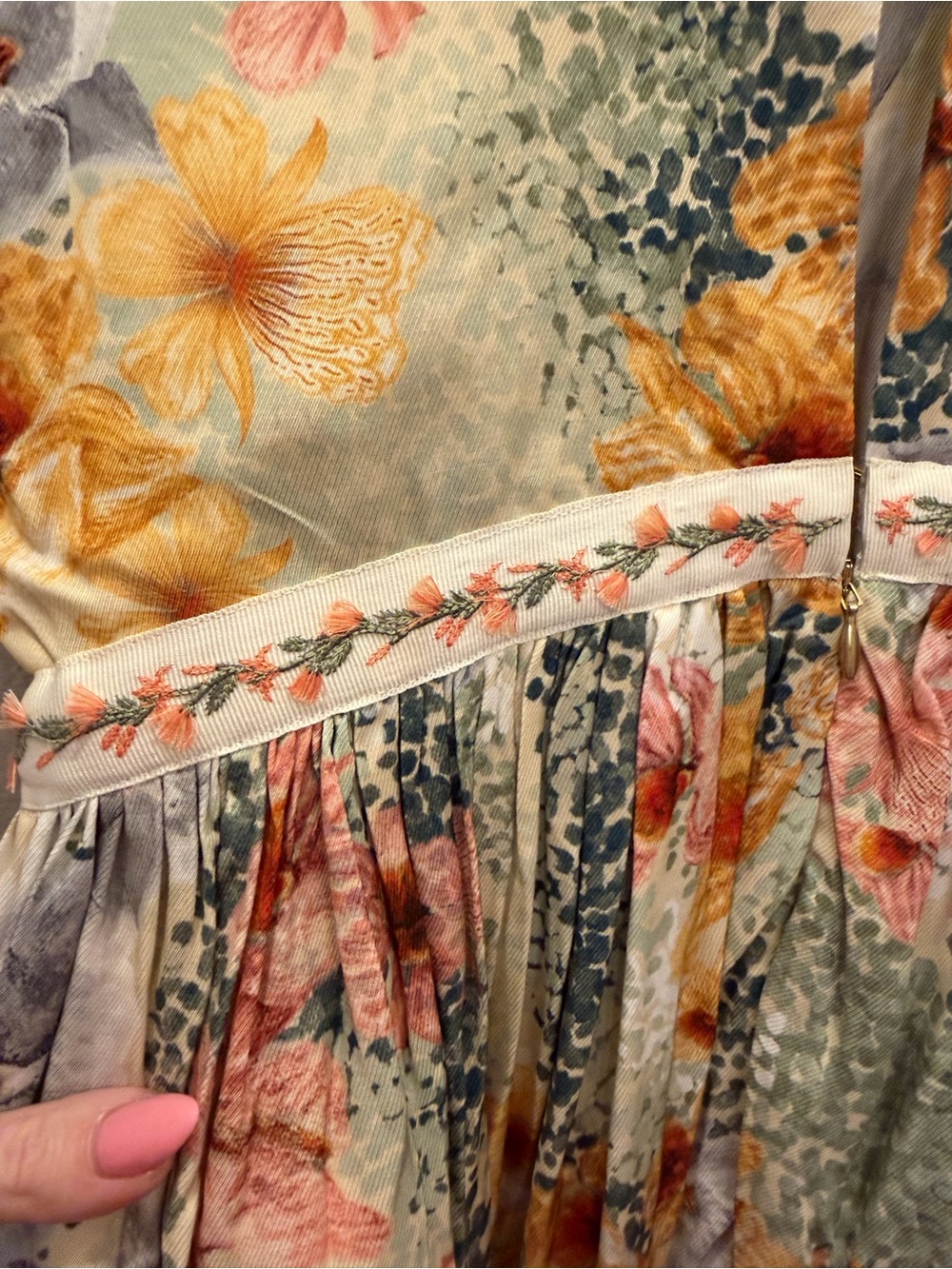 New Agua by Agua Bendita Aire Florecer Embroidered Maxi Dress - Yellow Floral. S - Picture 11 of 13